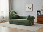 78.8' Compression Sofa,Convertible Floor Sofa Bed-with Pillow Back Support Armrest,Comfy Futon Couch Sleeper Bed,Loveseats Boneless Modular Sectional Sofa,Corduroy fabric,for Living Room,Bedroom,Green - Grand Goldman Shop