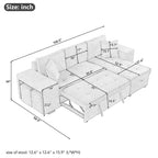 104.5' Modern L-Shape 3 Seat Reversible Sectional Couch, Pull Out Sleeper Sofa with Storage Chaise and 2 Stools for Living Room Furniture Set,Knox Charcoal (old sku:SG000431AAA) - Grand Goldman Shop