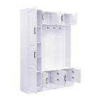VIBE HAUS 79'' Tall Modern Hall Tree with Shoe Storage, 4-in-1 Entryway Bench with 6 Cabinets, 4 Coat Hooks & Adjustable Shelf for Hallway, living room, White - Grand Goldman Shop