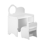 Kids Vanity Table with Mirror and Chair, Wooden Children's Dressing Makeup Desk with Storage Shelves, Study and Activity Tabl