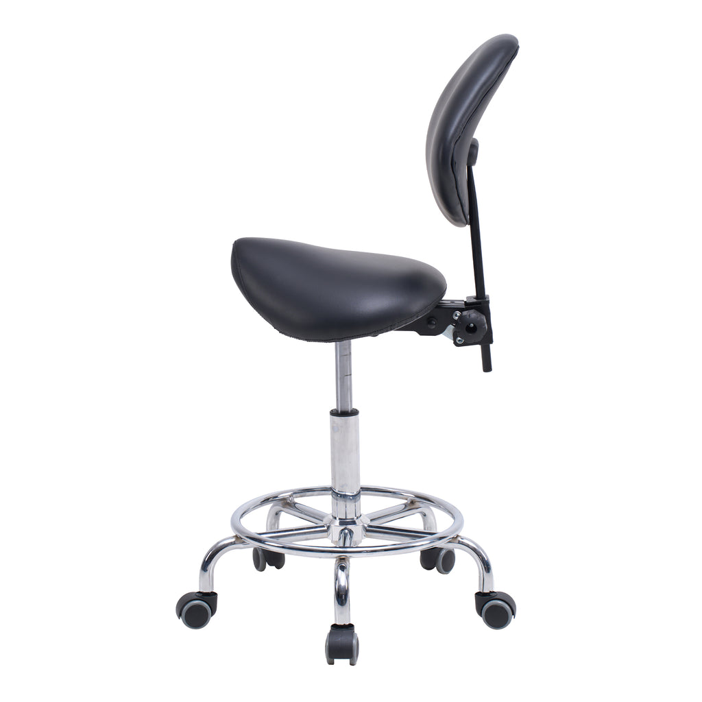 Saddle Stool Chair with Backrest Swivel Hydraulic Ergonomic Tilt Seat Chair with Wheels Footrest for Medical Hospital Clinic 