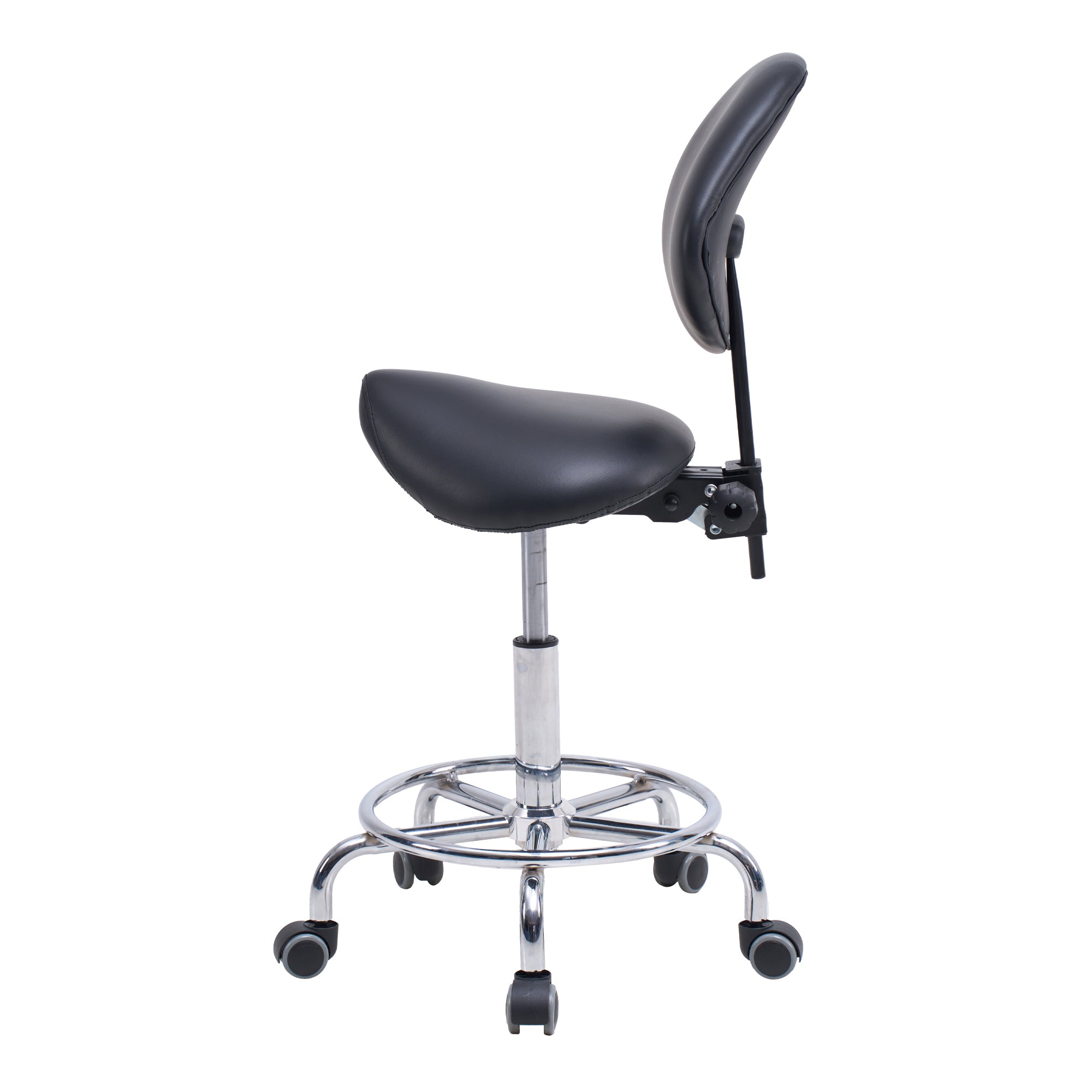 Saddle Stool Chair with Backrest Swivel Hydraulic Ergonomic Tilt Seat Chair with Wheels Footrest for Medical Hospital Clinic 