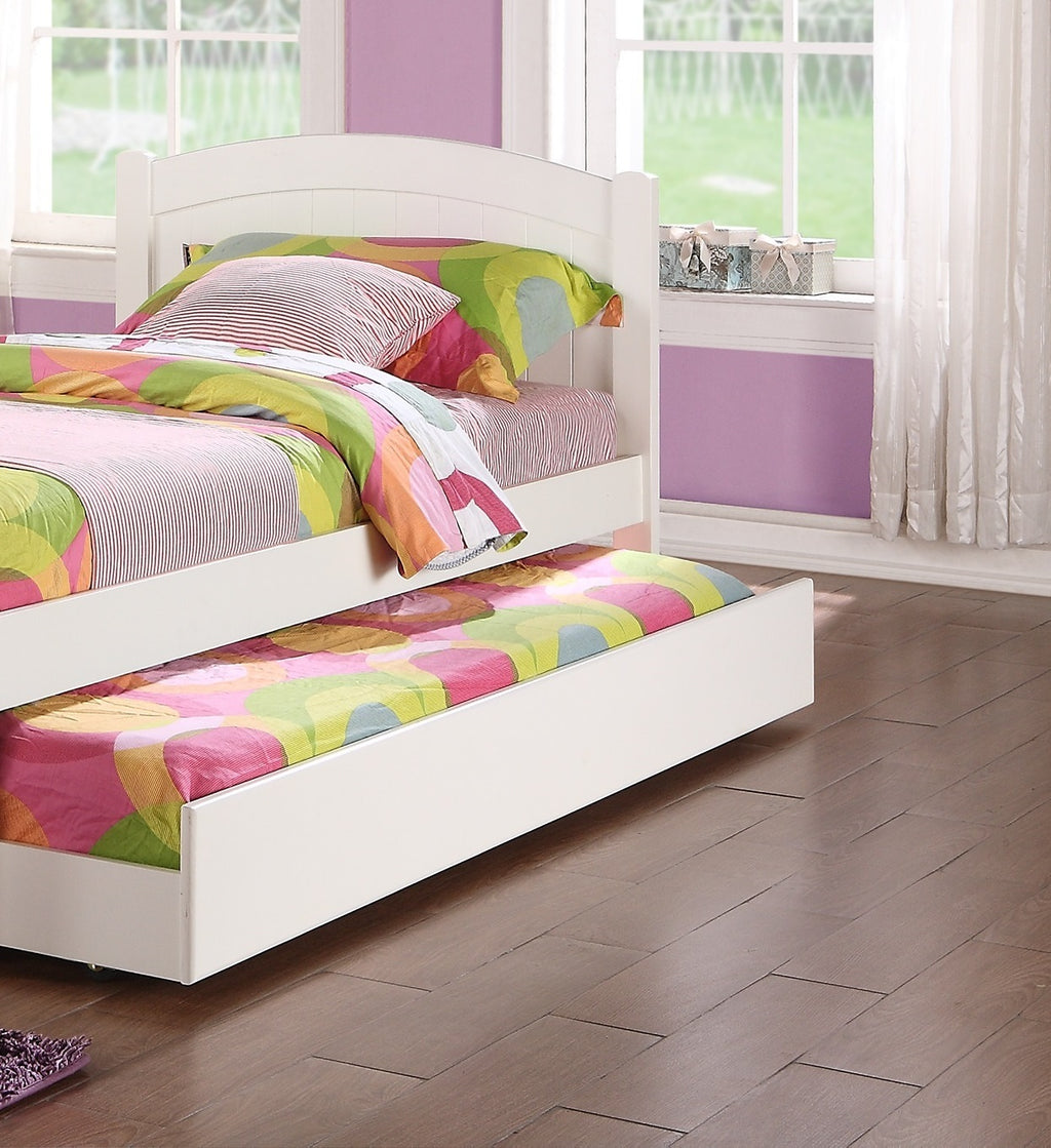 Twin Size Bed w/ Trundle Slats White Pine Plywood Kids Youth Bedroom Furniture - Grand Goldman