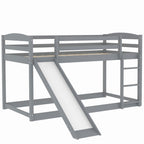 Gray Twin over Twin Bunk Bed with Convertible Slide and Ladder, Pine Wood and MDF, 79.3''L x 84.4''W x 46.5''H - Grand Goldman Shop