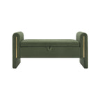 Modern Teddy Bed End Bench with Arms and Storage, Upholstered Foot Rest Stool in Olive Green, Plywood, 52.3'' - Grand Goldman Shop