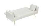 71 inch convertible love seat sofa, American retro beige velvet, suitable for small living room, bedroom, office - Grand Goldman Shop