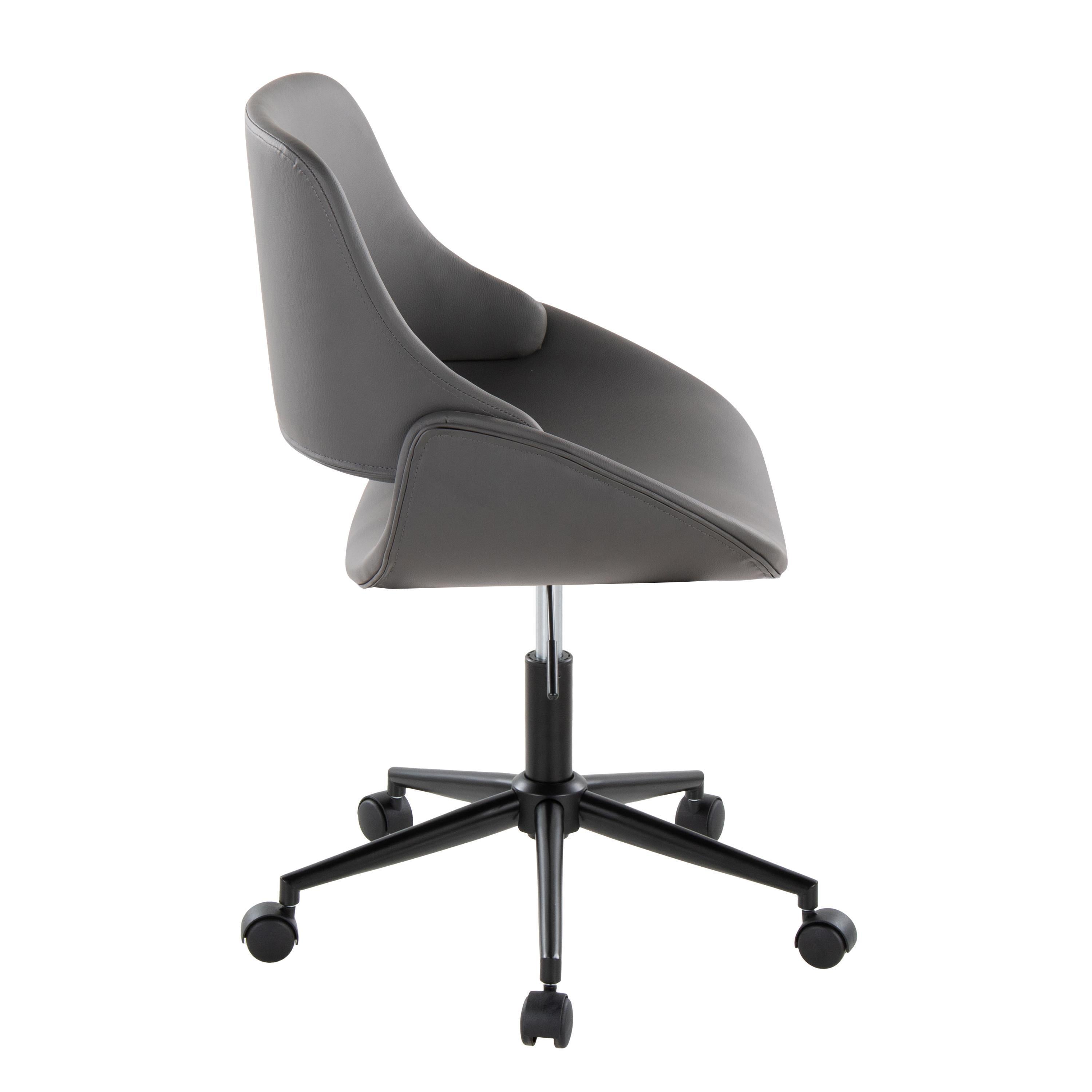 Contemporary Office Chair in Black Metal and Grey Pu - Grand Goldman