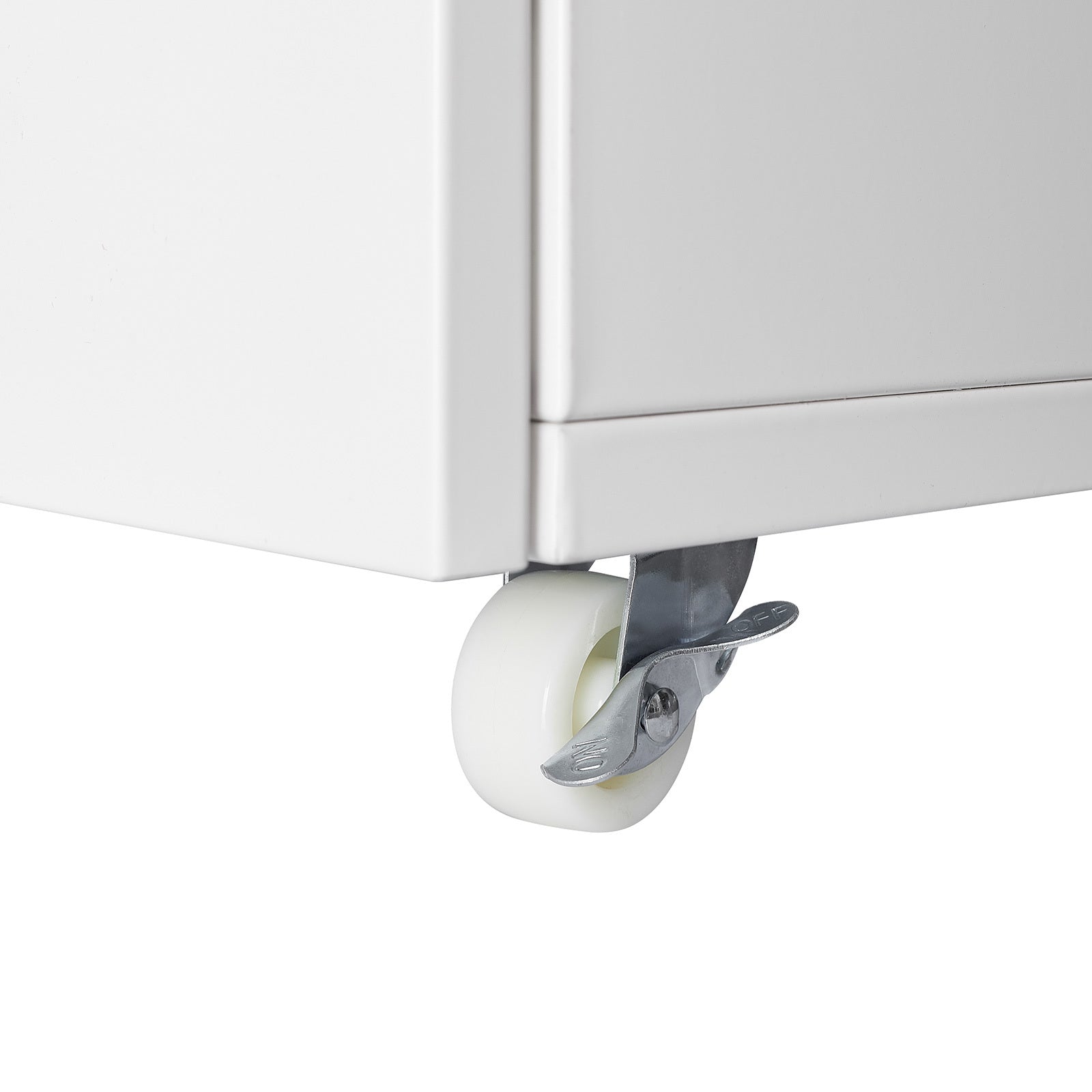 White Steel 2-Door Copier Cabinet with Mobile Pedestal and Printer Stand - Grand Goldman