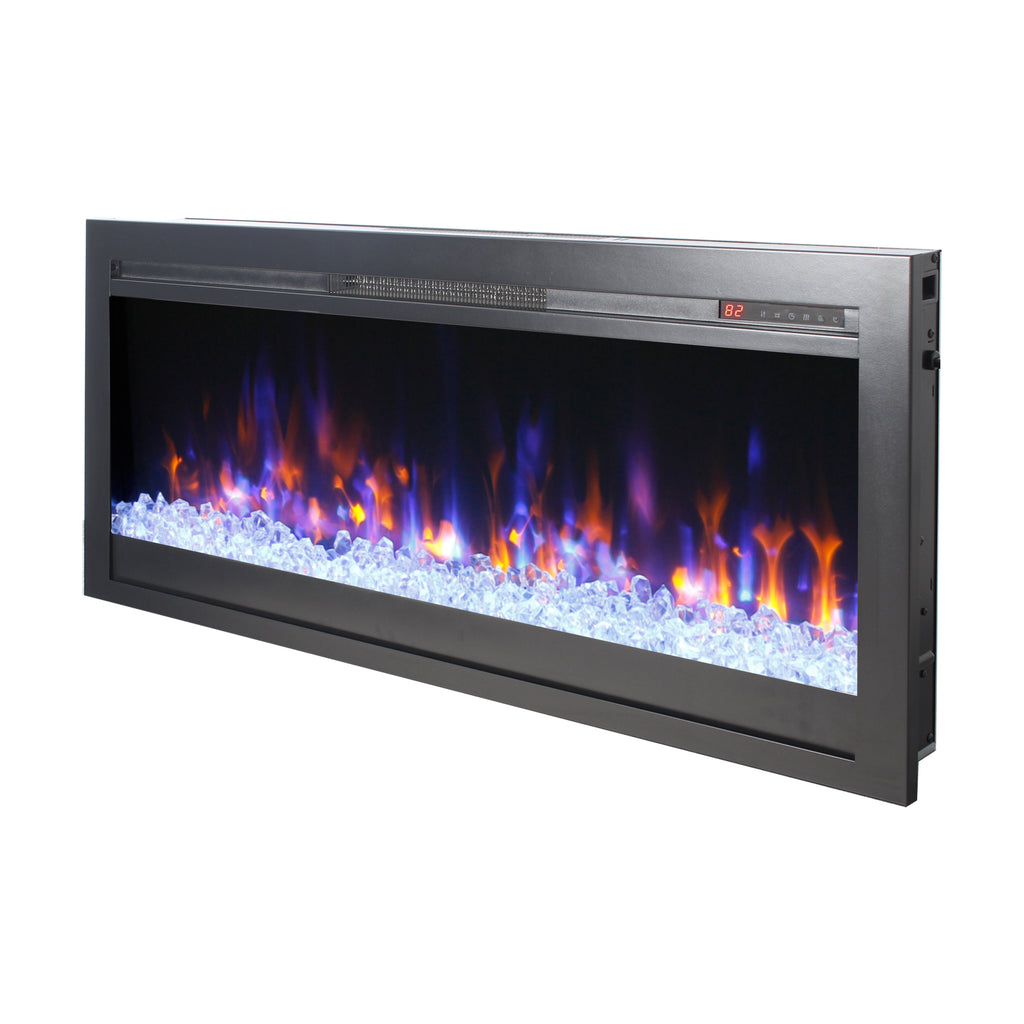 44 inch in wall recessed  electric fireplace with remote and multi color flame & emberbed, LED light heater - Grand Goldman Shop