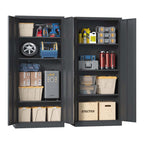 Heavy Metal Garage Storage Cabinet, Black Tool Steel Locking Cabinet with Doors and 3 Adjustable Shelves, 71 Inch Tall - Gran