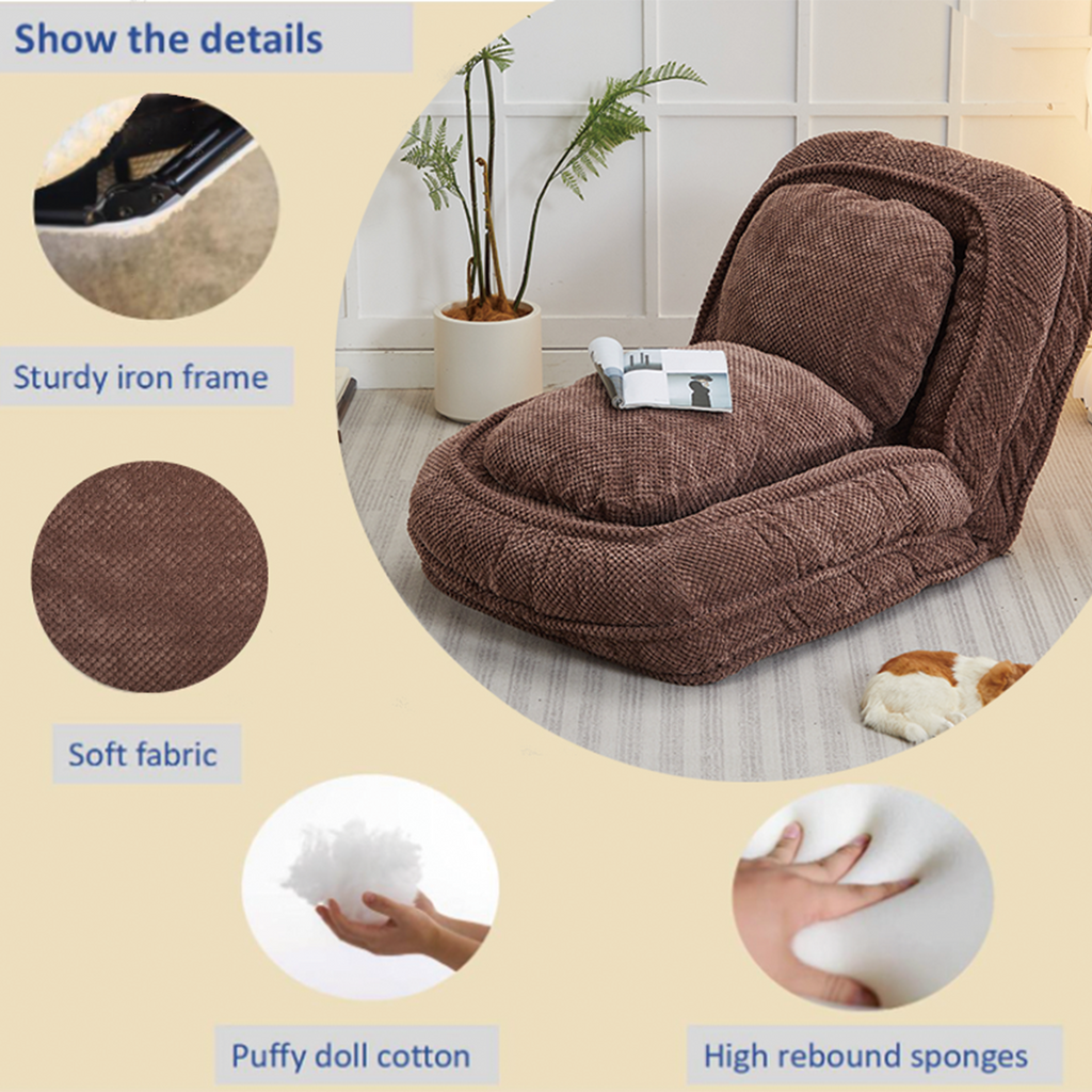 [VIDEO provided] Human Dog Bed ,Lazy Sofa Couch ,5 Adjustable Position,sit,sleep,fold,suit to put in bedroom, living room ,Space Saving Design,Brown - Grand Goldman Shop