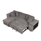 104.5' Modern L-Shape 3 Seat Reversible Sectional Couch, Pull Out Sleeper Sofa with Storage Chaise and 2 Stools for Living Room Furniture Set,Knox Charcoal (old sku:SG000431AAA) - Grand Goldman Shop