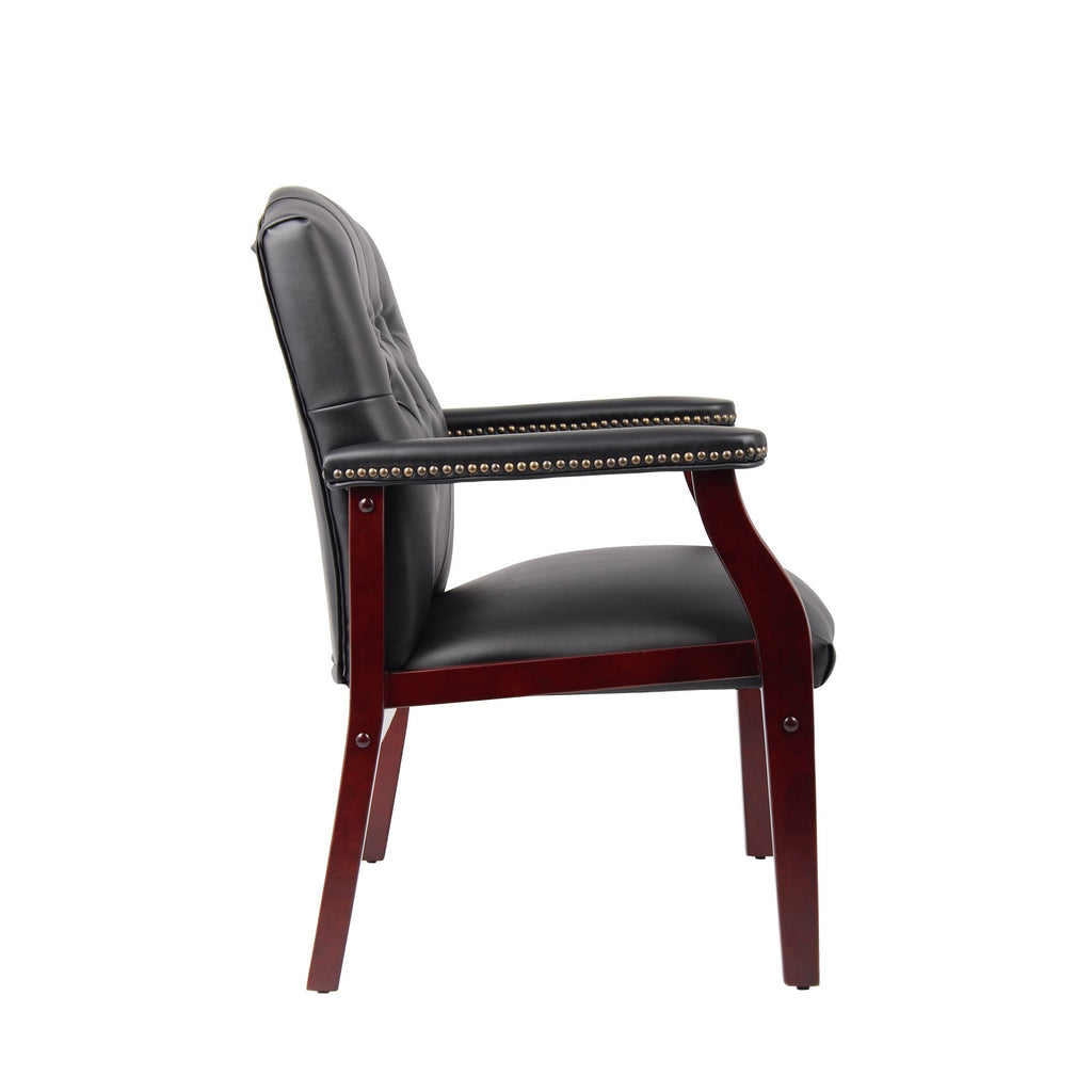 Leather Reception Guest Chairs  W/Padded Seat and Arms Ergonomic Mid-Back Office Executive Side Chair for Meeting Waiting Roo