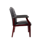 Leather Reception Guest Chairs  W/Padded Seat and Arms Ergonomic Mid-Back Office Executive Side Chair for Meeting Waiting Roo