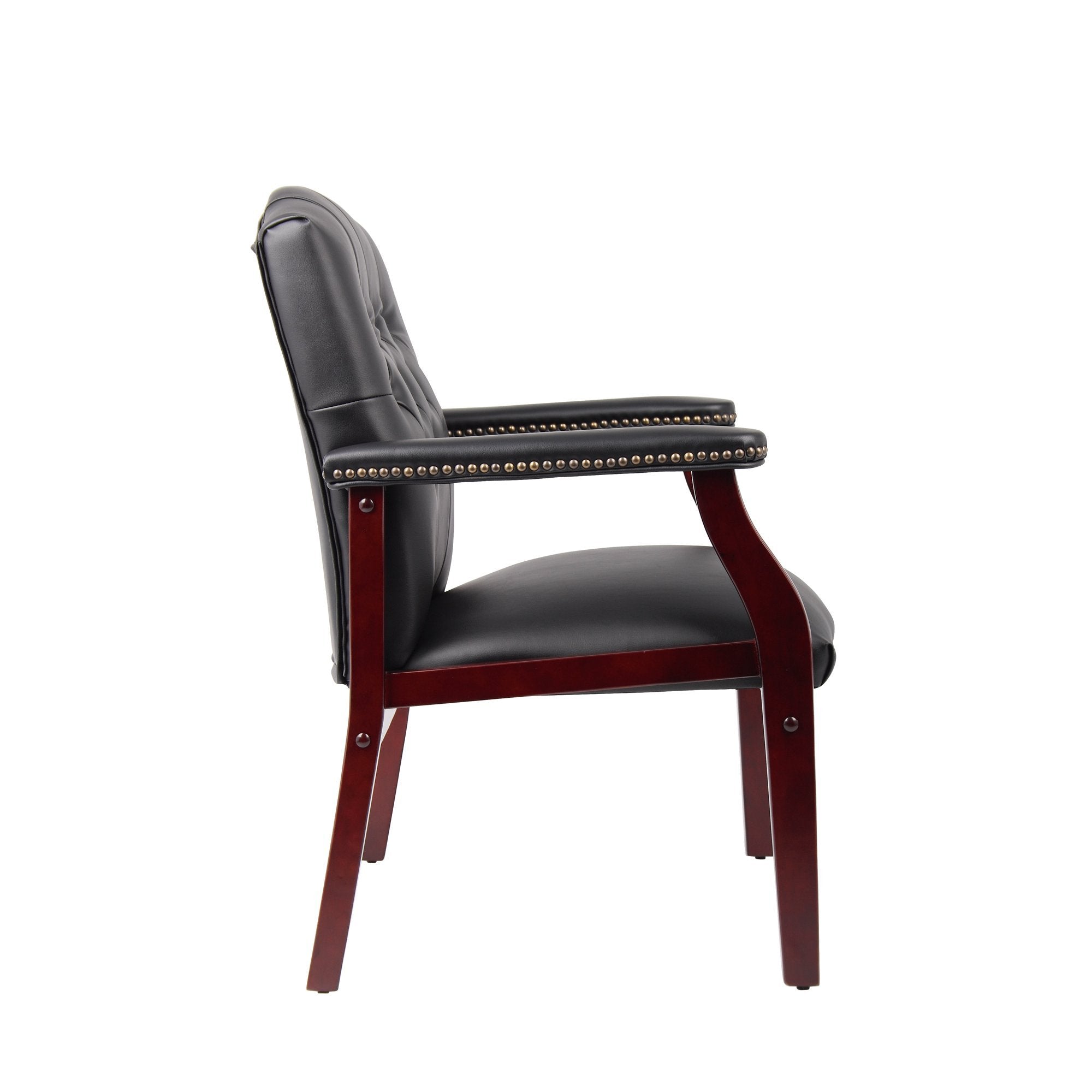 Leather Reception Guest Chairs  W/Padded Seat and Arms Ergonomic Mid-Back Office Executive Side Chair for Meeting Waiting Roo