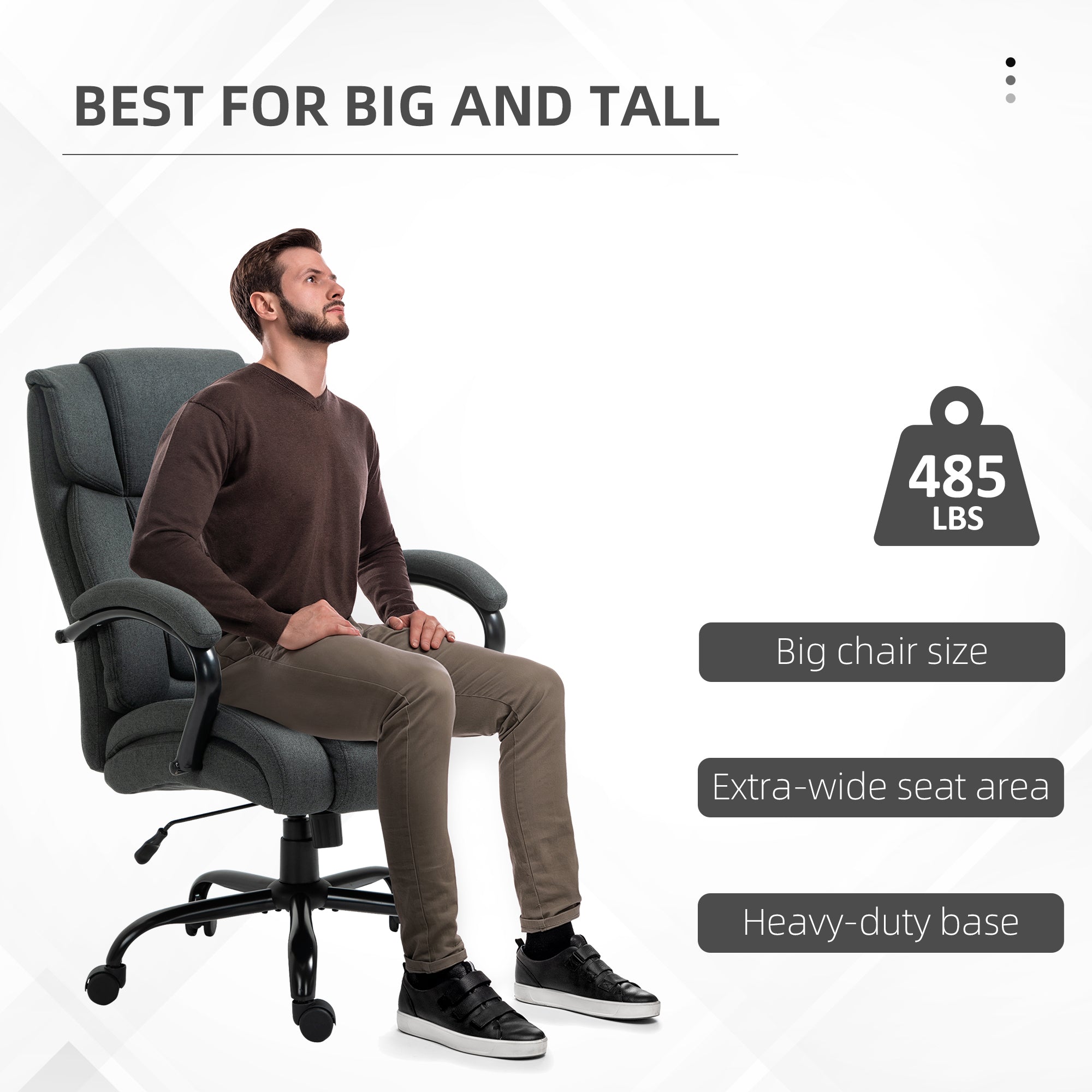 High Back Big and Tall Executive Office Chair 484lbs with Wide Seat, Computer Desk Chair with Linen Fabric, Adjustable Height