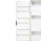 72' Modern Fluted Kitchen Pantry Cabinet with 2 Large Drawers & 8-Door Spice Rack, White MDF Freestanding Storage Organizer for Bathroom, Dining Room, Office, Entryway - Grand Goldman Shop