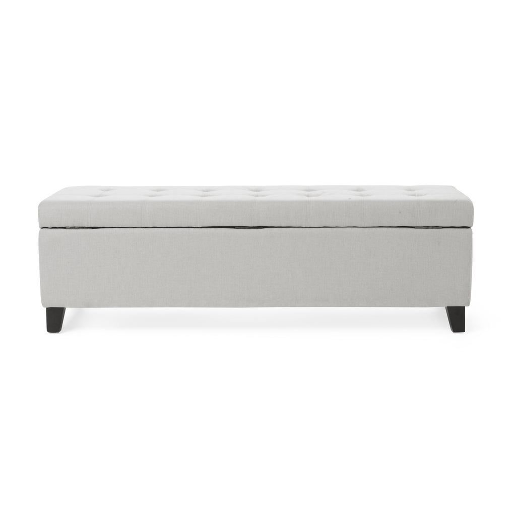Upholstered Storage Ottoman Bench, Entryway Bench, End of Bed Bench, Ottoman Foot Rest for Bedroom, Light Grey, 300lbs - Grand Goldman Shop