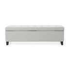 Upholstered Storage Ottoman Bench, Entryway Bench, End of Bed Bench, Ottoman Foot Rest for Bedroom, Light Grey, 300lbs - Grand Goldman Shop