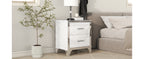 Elegant High Gloss Nightstand with Metal Handle,Mirrored Bedside Table with 2 Drawers for Bedroom,Living Room,White - Grand Goldman Shop