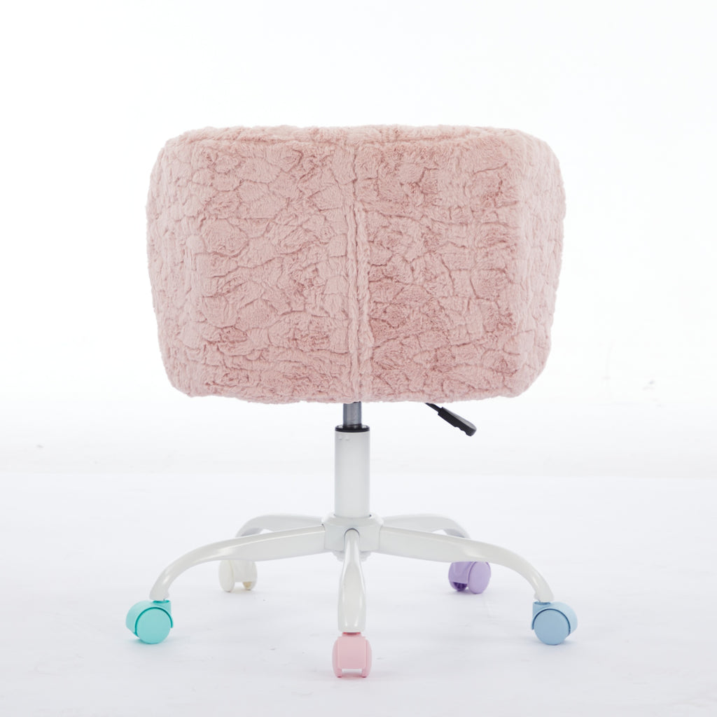 Stylish A&A Furniture Office Chair,Artificial rabbit hair Home Office Chair with Metal Base,Adjustable Desk Chair Swivel Offi