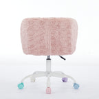 Stylish A&A Furniture Office Chair,Artificial rabbit hair Home Office Chair with Metal Base,Adjustable Desk Chair Swivel Offi