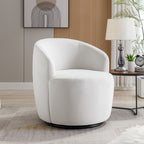 Velvet Fabric Swivel Accent Armchair Barrel Chair With Black Powder Coating Metal Ring,White - Grand Goldman Shop