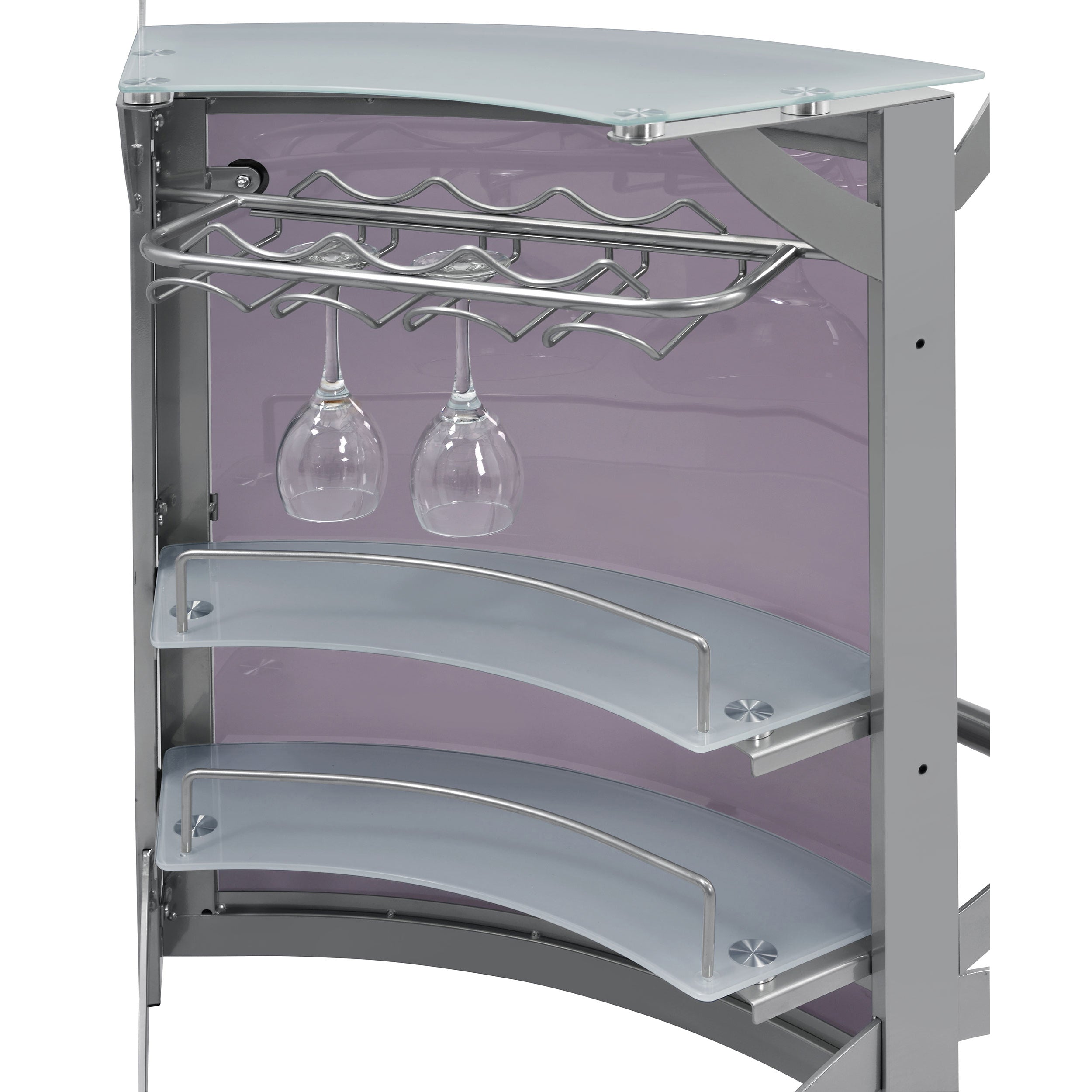 Elaina Silver 2-shelf Home Bar - Grand Goldman Shop