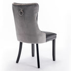 A&A Furniture,Nikki Collection Modern, High-end Tufted Solid Wood Contemporary PU and Velvet Upholstered Dining Chair with Wood Legs Nailhead Trim  2-Pcs Set，Black+Gray, SW2101BG - Grand Goldman Shop