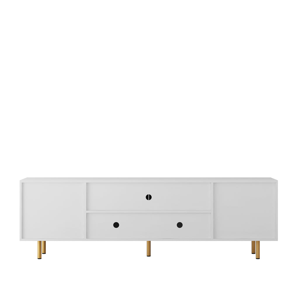 White Modern TV Stand Fluted 68' t, Entertainment Center with Storage Doors, TV Console Media Cabinet,  for 55+ Inch TV, Living Room - Grand Goldman Shop