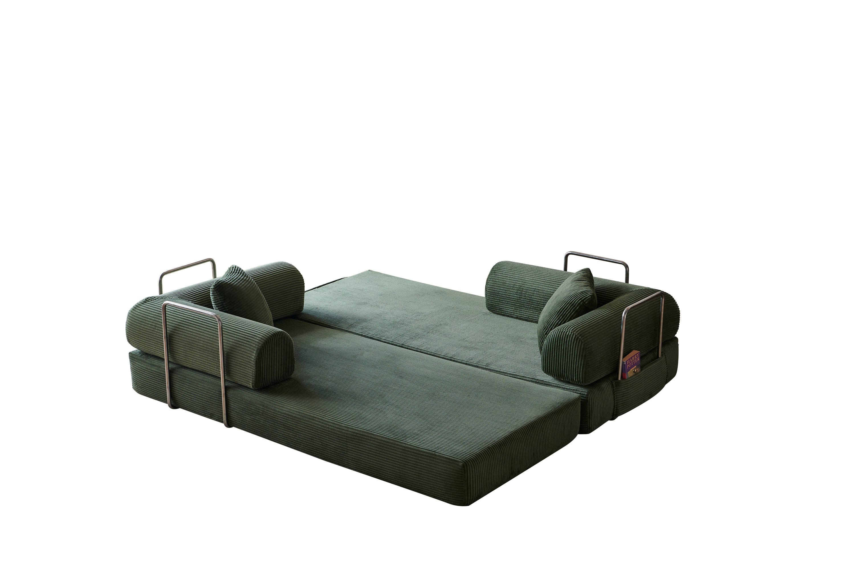 78.8' Compression Sofa,Convertible Floor Sofa Bed-with Pillow Back Support Armrest,Comfy Futon Couch Sleeper Bed,Loveseats Boneless Modular Sectional Sofa,Corduroy fabric,for Living Room,Bedroom,Green - Grand Goldman Shop