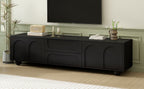ON-TREND Cream Style TV Stand with Arched Doors & 2 Drawers for TVs up to 75', Minimalist Media Console with Rebound Device, Entertainment Center with 5 Iron Round Legs for Living Room, Bedroom, Black - Grand Goldman Shop