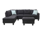 Alger 98' Wide Left Hand Facing Sofa & Chaise with Ottoman - Grand Goldman Shop