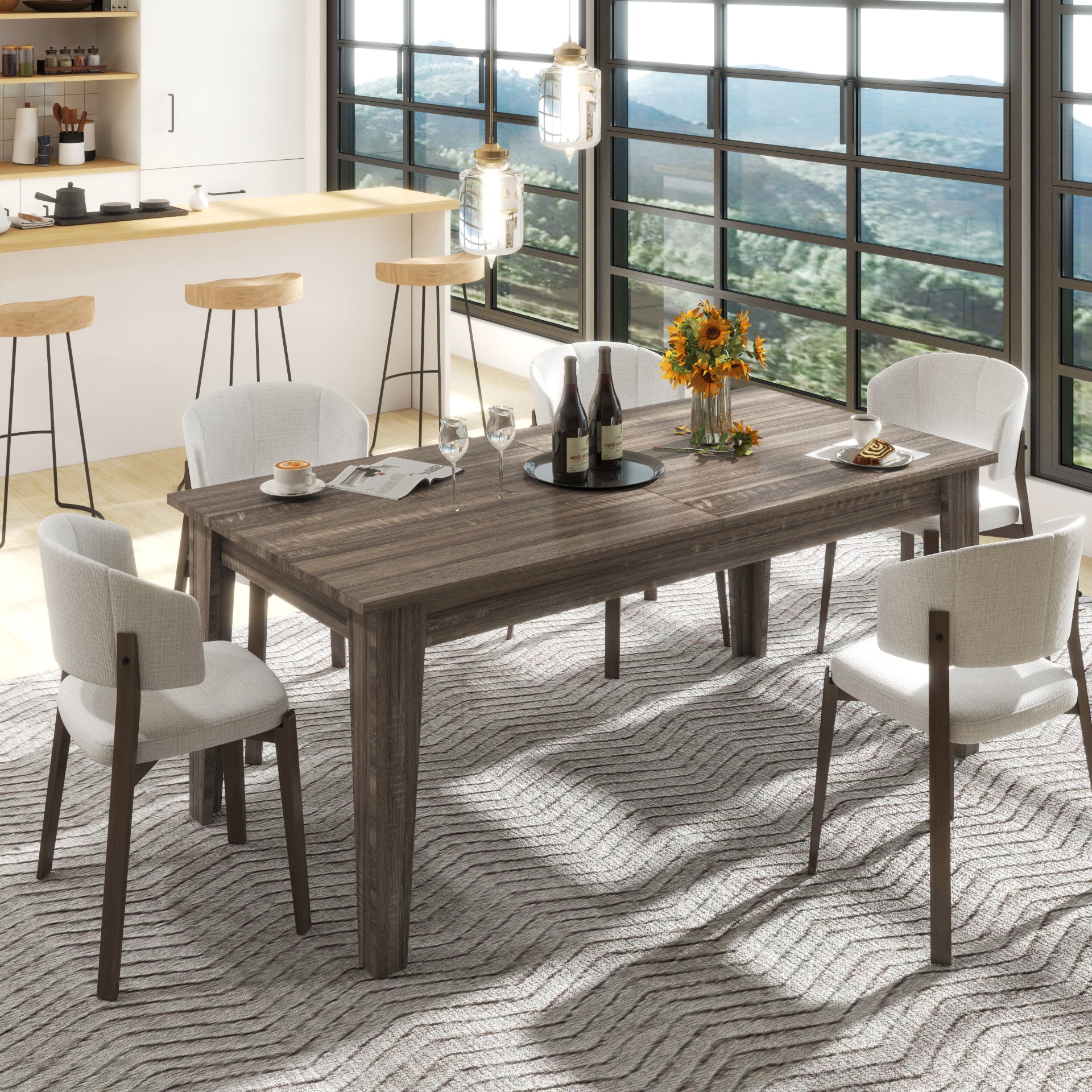 Dining Table , 106.3 in  Large Extendable Kitchen Table - Grand Goldman Shop