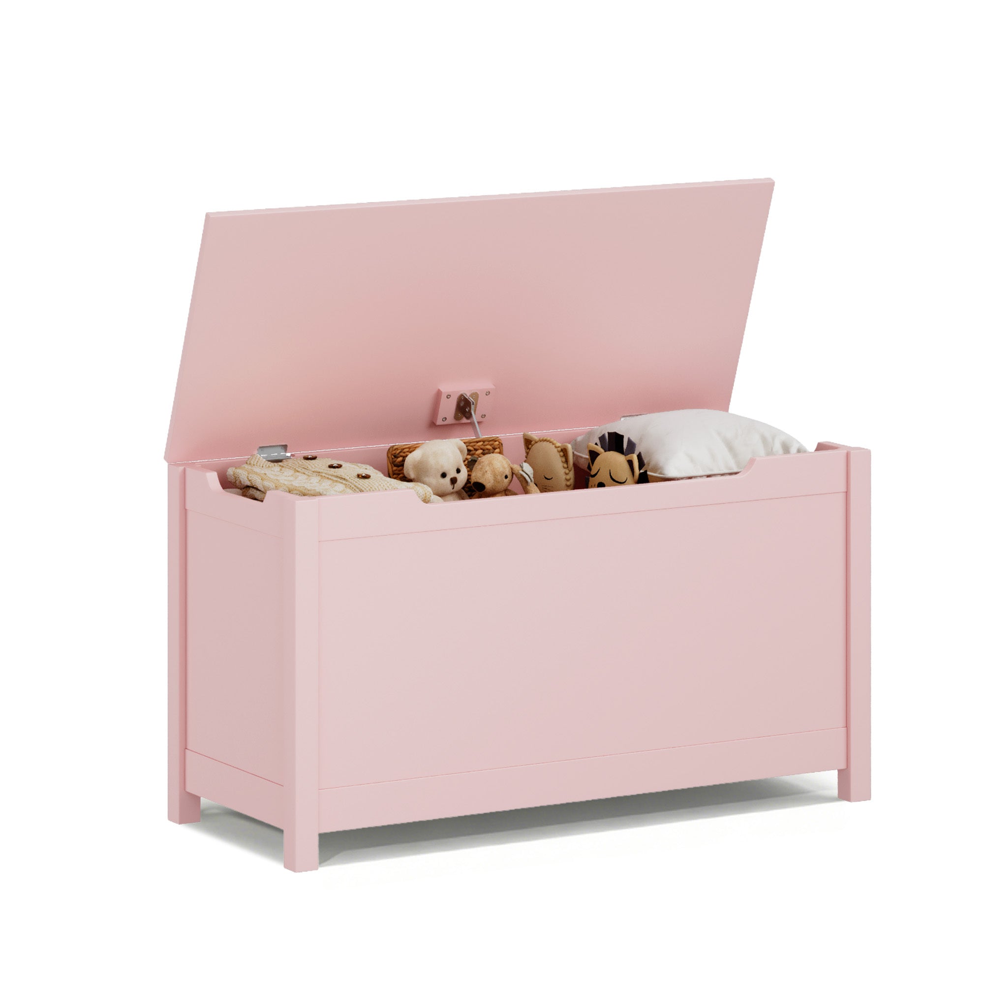 Kids Wooden Toy Box Storage with Safety Hinged Lid for Ages 2+ (Pink) | Premium Home Decor - Grand Goldman