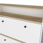 Shoe Rack Dublin, One Open Shelf, Two Extendable Cabinets, Light Oak / White Finish - Grand Goldman Shop