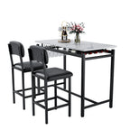 Kitchen Table Set, Dining Table and Chairs for 2, 3 Piece Dining Room Table Set with 2 Upholstered Chairs, Bar Dining Table Set for Small Spaces, Apartment, Breakfast, Pub, Rustic Black - Grand Goldman Shop