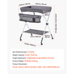 Foldable Baby Changing Diaper Station with Side Basket & Wheels Dark Gray | Premium Home Decor - Grand Goldman
