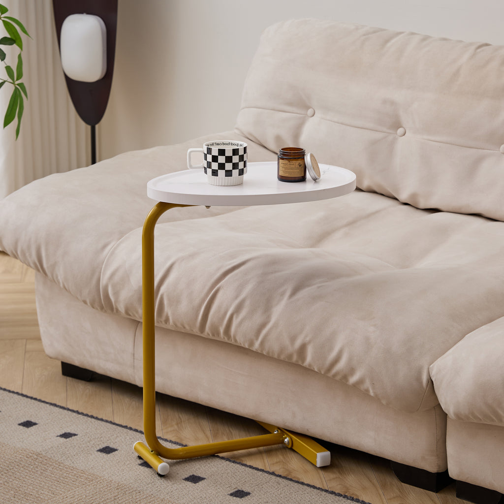 Modern White C-shaped Side Table Set, Versatile End Table for Couch and Bed, Compact Design for Small Spaces - Grand Goldman Shop