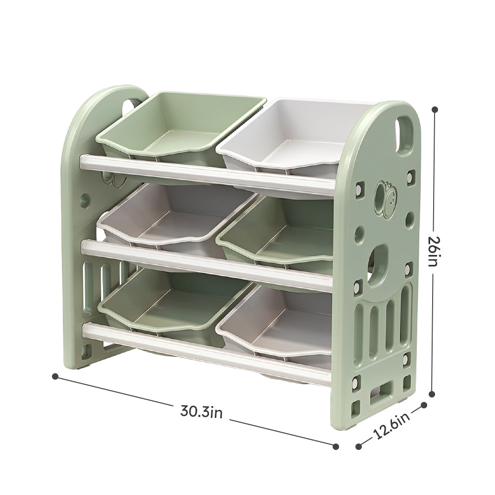 Kids Toy Storage Organizer with 6 Bins, Multi-functional Nursery Organizer Kids Furniture Set Toy Storage Cabinet Unit with H