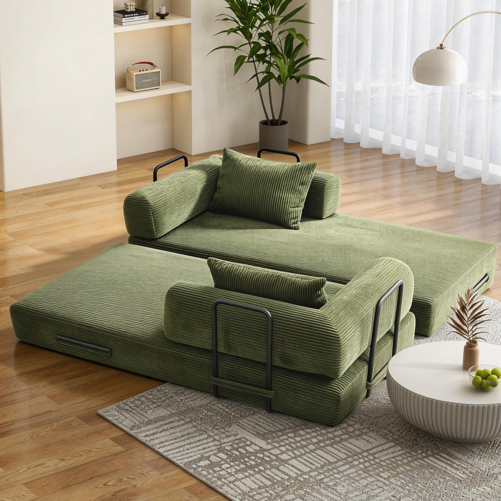 78 Inch Convertible Sleeper Sofa Bed, Futon Boneless Couch Lounge Loveseat with Pull Out Bed, No Assembly Required - Grand Goldman Shop
