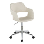 Contemporary Task Chair in Chrome Metal and Cream Faux Leather | Premium Home Decor - Grand Goldman