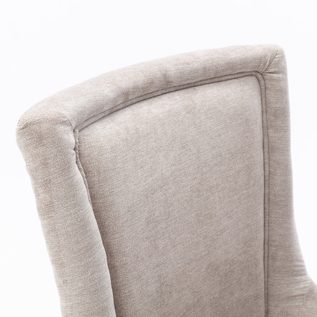 A&A Furniture Ultra Side Dining Chair with Thickened Fabric and Bronze Nail Head, Beige, Set of 2 - Grand Goldman Shop