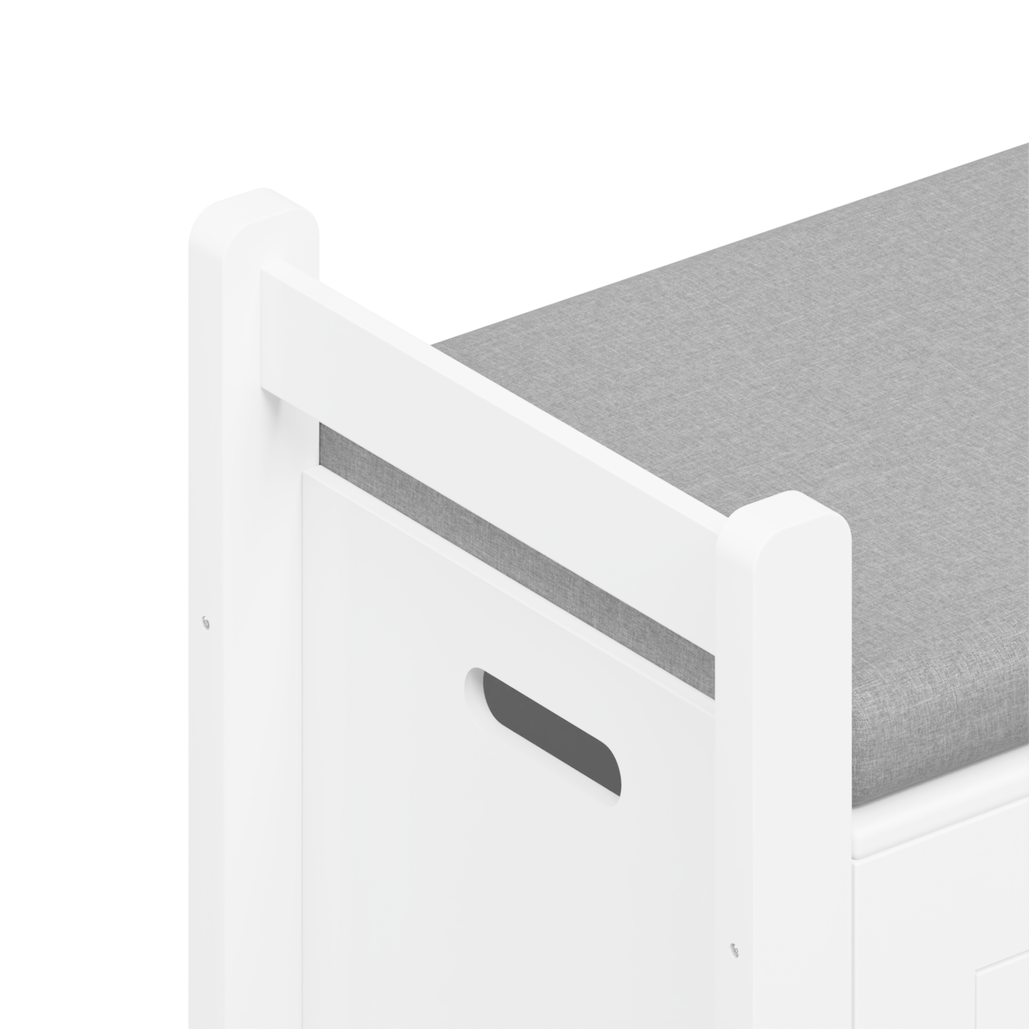 Kids Toy Box Chest White Storage Cabinet with Cushion Seat Bench Flip-Top Lid Safety Hinge for Nursery Playroom | Premium Hom