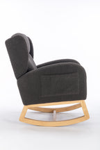 049-Teddy Fabric Rocking Chair With Packet Wood Legs,Dark Gray - Grand Goldman Shop