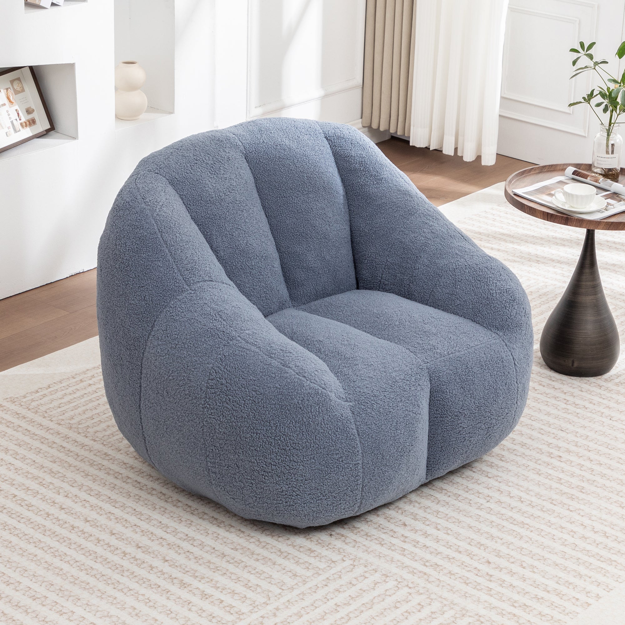 Comfy Bean Bag Chair with Memory Foam Filler – Tufted Soft Stuffed Bean Bag Sofa for Dorm, Apartment, or Living Room – Light Blue - Grand Goldman Shop