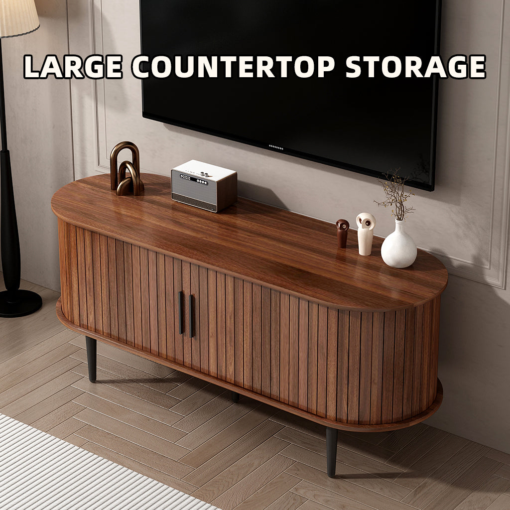 TV Stand, 47' Modern TV Console Table with Storage Compartment and Sliding Door, Gaming Entertainment Center with Cabinet for Living Room, Bedroom, Office (Walnut) - Grand Goldman Shop