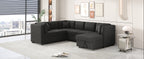U-shaped Sectional Sofa Pull Out Bed with USB Ports, Power Sockets, Back Pillows & Storage Chaise, Black Chenille, 108.6' - Grand Goldman Shop