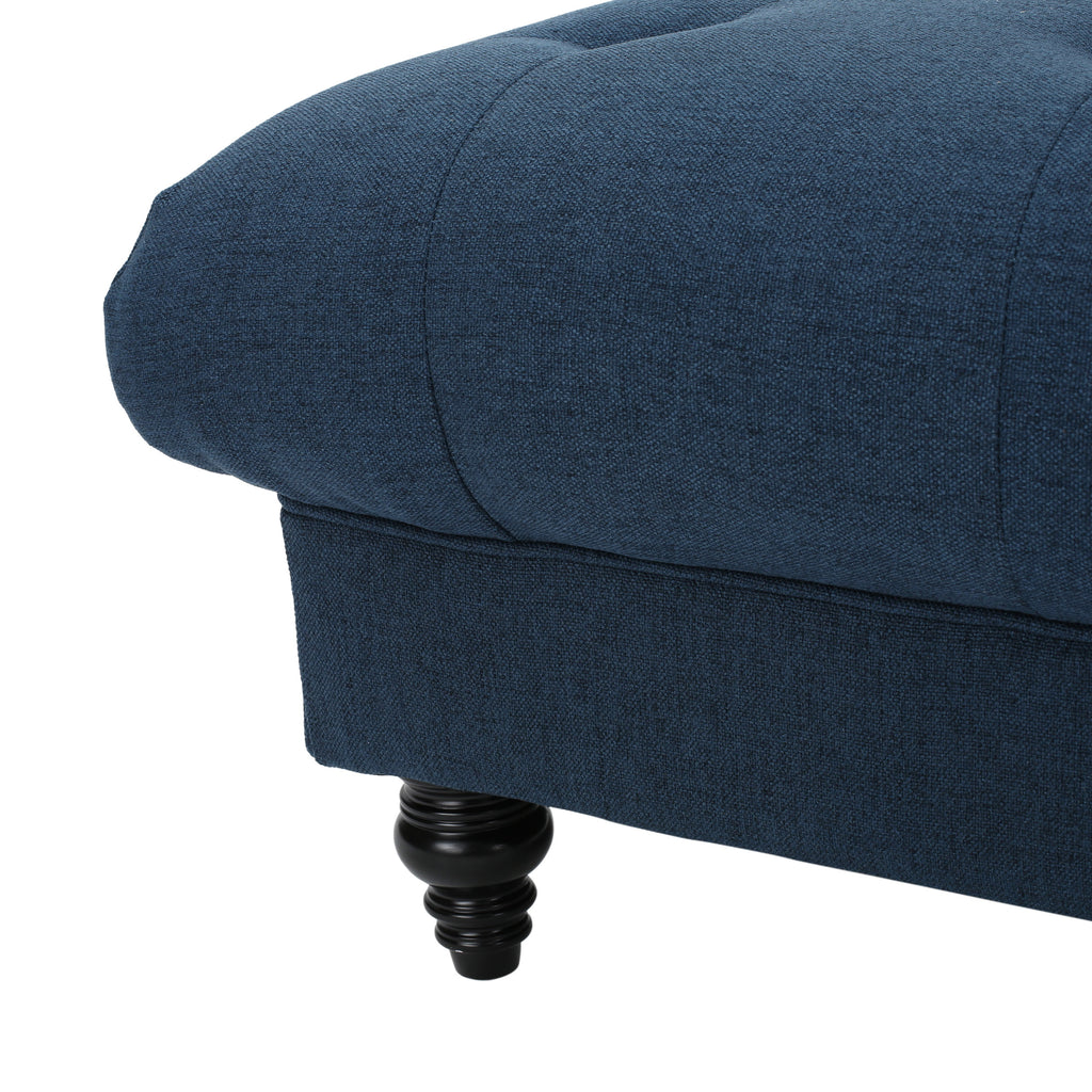 MADRID KD Tufted Ottoman Footrest and Coffee Table Stand-In Navy Blue Polyester 40.5x40.5x16.9 inches - Grand Goldman Shop