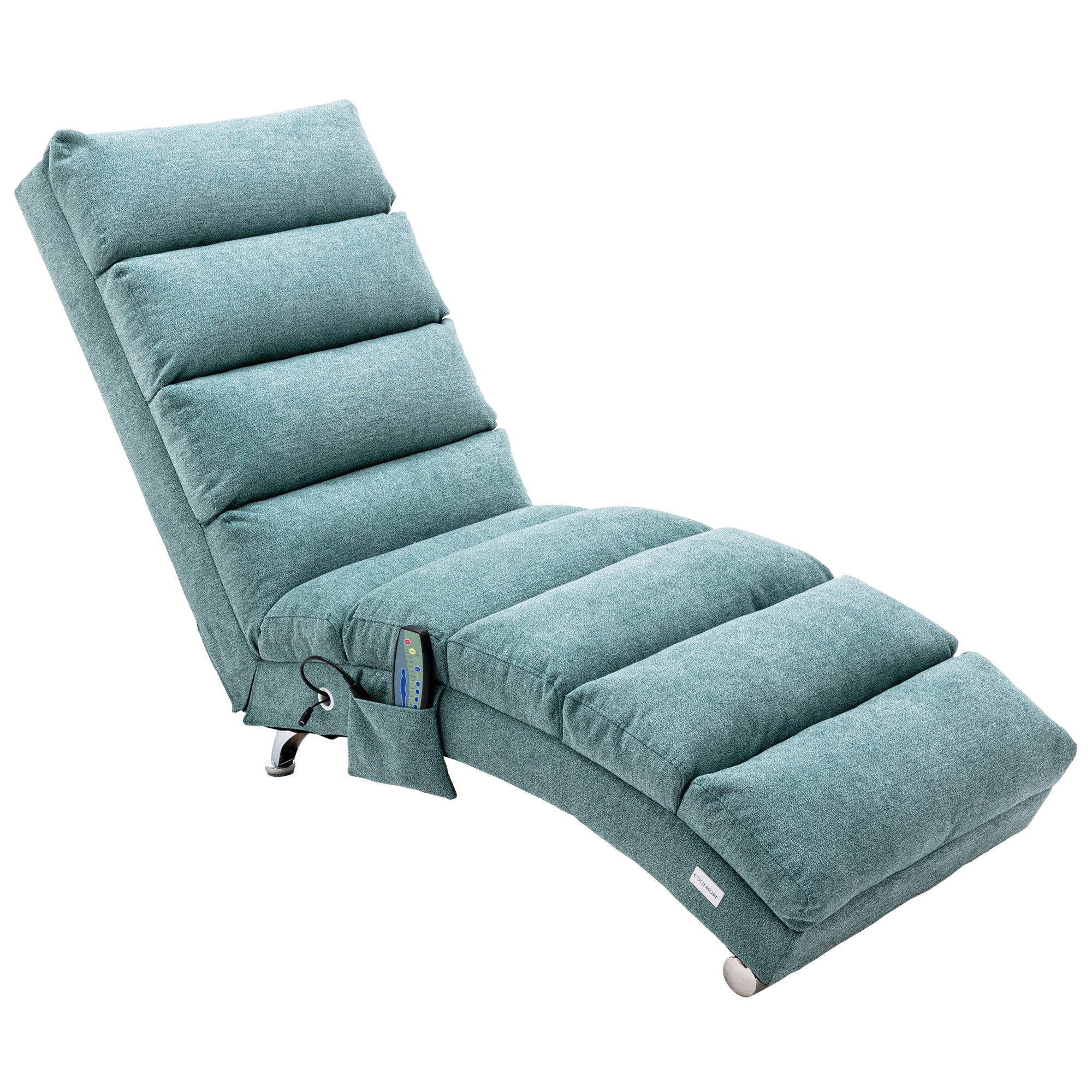 Ergonomic Electric Massage Chaise Lounge with Remote Control, Teal Linen Upholstery, 5 Modes for Relaxation - Grand Goldman Shop